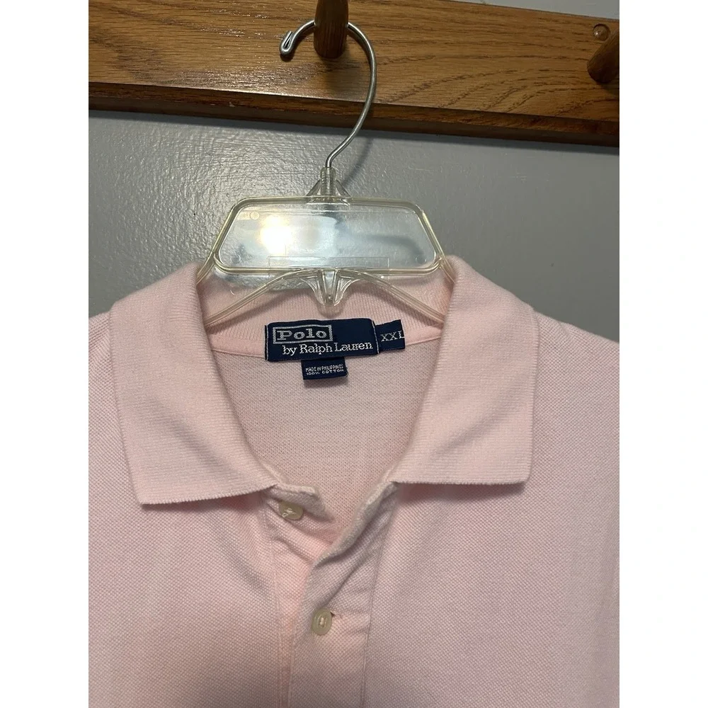 Polo Ralph Lauren Shirt Mens 2XL Pink Short Sleeve Polo With Teal Pony Cotton
